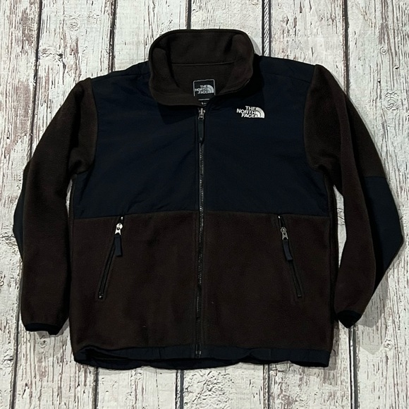 Boys The North Face Brown Denali Zip Up Fleec Coat Jacket - Picture 1 of 6